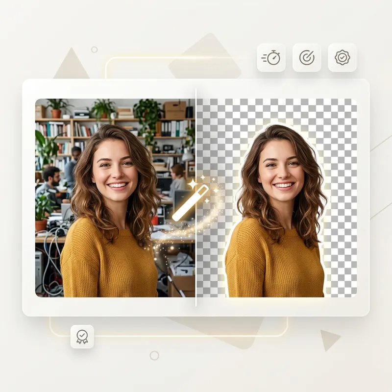 AI-powered background removal showing before and after comparison
